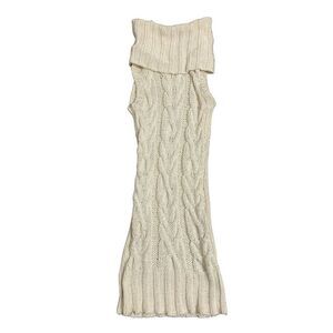 womens solid ivory white turtleneck tank long sleeve Chunky sweater top xs small